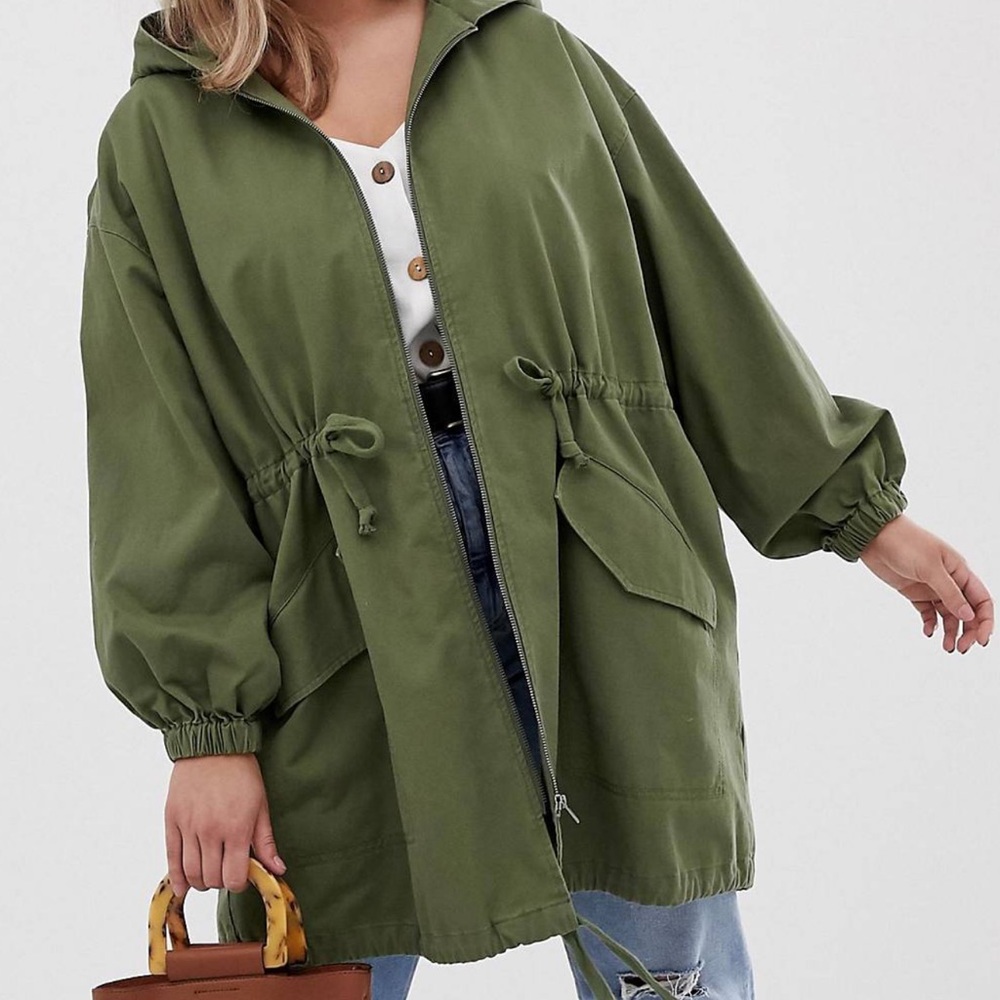 ASOS CURVE Military Green Canvas Parka